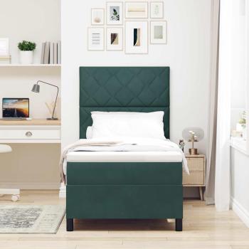 LED Boxspringbett mit Kopfteil Dunkelgrün 100 x 200 cm Samt