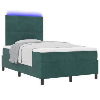 LED Boxspringbett mit Matratze Dunkelgrün 120 x 190 cm Samt