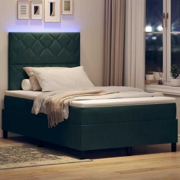 LED Boxspringbett mit Matratze Dunkelgrün 120 x 190 cm Samt