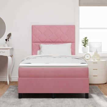 LED Boxspringbett mit Kopfteil Rosa 120 x 190 cm Samt