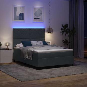 LED Boxspringbett mit Kopfteil Dunkelgrau 160 x 200 cm Samt