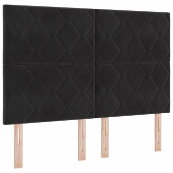 LED Boxspringbett mit Kopfteil Schwarz 160 x 200 cm Samt