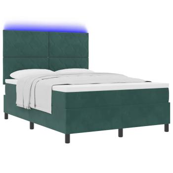 LED Boxspringbett mit Kopfteil Dunkelgrün 160 x 200 cm Samt