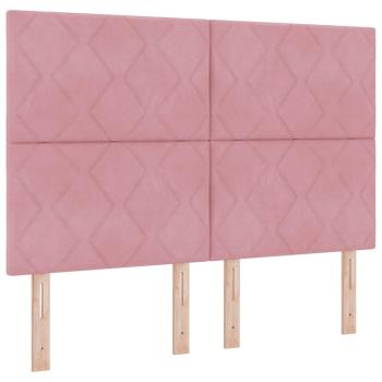 LED Boxspringbett mit Kopfteil Rosa 160 x 200 cm Samt