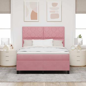 LED Boxspringbett mit Kopfteil Rosa 160 x 200 cm Samt
