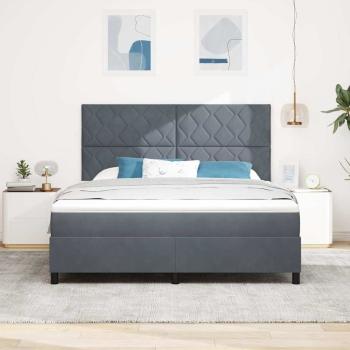 LED Boxspringbett mit Kopfteil Dunkelgrau 180 x 200 cm Samt