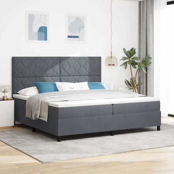 ARDEBO.de - LED Boxspringbett mit Kopfteil Dunkelgrau 200 x 200 cm Samt