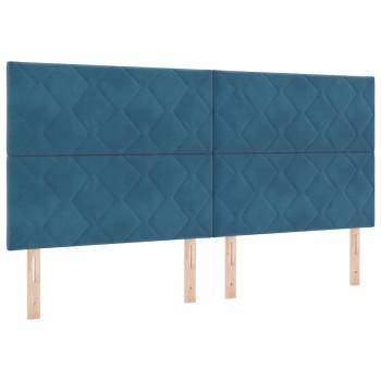 LED Boxspringbett mit Kopfteil Dunkelblau 200 x 200 cm Samt