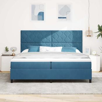 LED Boxspringbett mit Kopfteil Dunkelblau 200 x 200 cm Samt