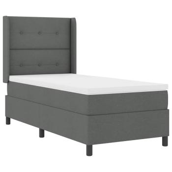 LED Boxspringbett mit Kopfteil Dunkelgrau 90 x 190 cm Stoff
