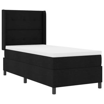 LED Boxspringbett mit Kopfteil Schwarz 100 x 200 cm Stoff