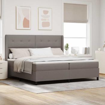 ARDEBO.de - LED Boxspringbett mit Kopfteil Taupe 200 x 200 cm Stoff