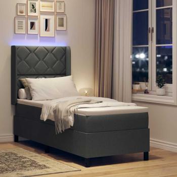 LED Boxspringbett mit Kopfteil Dunkelgrau 80 x 200 cm Stoff
