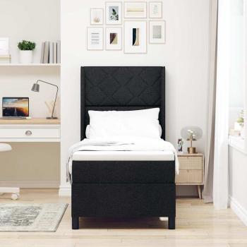 LED Boxspringbett mit Kopfteil Schwarz 80 x 200 cm Stoff