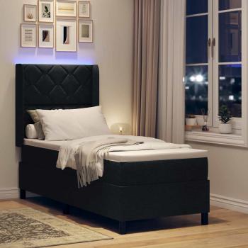 LED Boxspringbett mit Kopfteil Schwarz 80 x 200 cm Stoff
