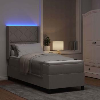 LED Boxspringbett mit Kopfteil Taupe 80 x 200 cm Stoff