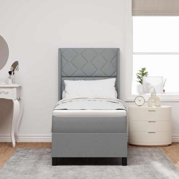 LED Boxspringbett mit Kopfteil Hellgrau 90 x 190 cm Stoff