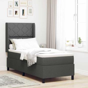 ARDEBO.de - LED Boxspringbett mit Kopfteil Dunkelgrau 90 x 190 cm Stoff