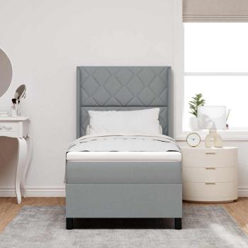 LED Boxspringbett mit Kopfteil Hellgrau 90 x 200 cm Stoff