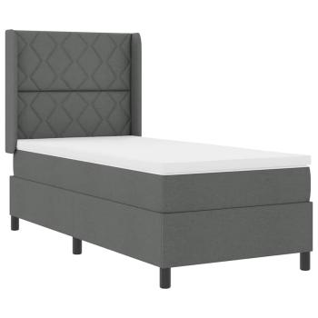 LED Boxspringbett mit Kopfteil Dunkelgrau 90 x 200 cm Stoff