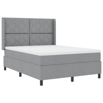 LED Boxspringbett mit Kopfteil Hellgrau 140 x 190 cm Stoff