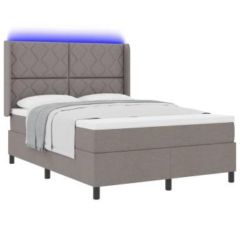 LED Boxspringbett mit Kopfteil Taupe 140 x 190 cm Stoff