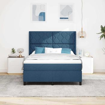 LED Boxspringbett mit Kopfteil Blau 160 x 200 cm Stoff