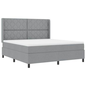 LED Boxspringbett mit Kopfteil Hellgrau 180 x 200 cm Stoff