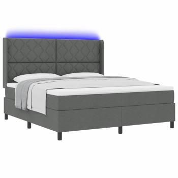 LED Boxspringbett mit Kopfteil Dunkelgrau 180 x 200 cm Stoff