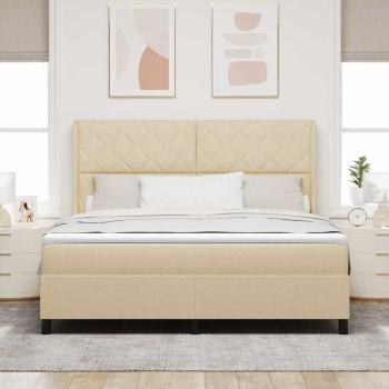 LED Boxspringbett mit Kopfteil Creme 180 x 200 cm Stoff