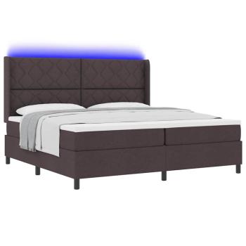 LED Boxspringbett mit Kopfteil Dunkelbraun 200 x 200 cm Stoff