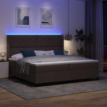 LED Boxspringbett mit Kopfteil Dunkelbraun 200 x 200 cm Stoff