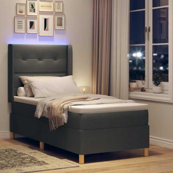 Boxspringbett mit LED-Lichtleisten Grau 90 x 190 cm Stoff