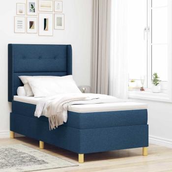 ARDEBO.de - Boxspringbett mit LED-Lichtleisten Blau 90 x 190 cm Stoff