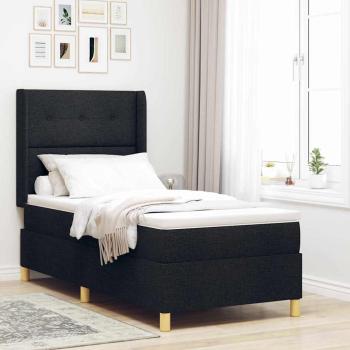 ARDEBO.de - Boxspringbett mit LED-Lichtleisten Schwarz 100 x 200 cm Stoff
