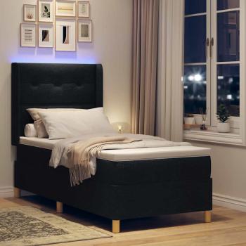 Boxspringbett mit LED-Lichtleisten Schwarz 100 x 200 cm Stoff
