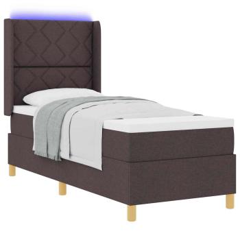 Boxspringbett mit LED-Lichtleisten Braun 80 x 200 cm Stoff