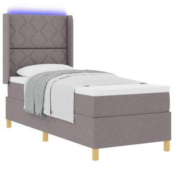 Boxspringbett mit LED-Lichtleisten Taupe 80 x 200 cm Stoff