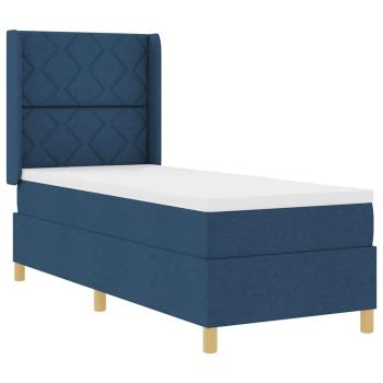 Boxspringbett mit LED-Lichtleisten Blau 80 x 200 cm Stoff