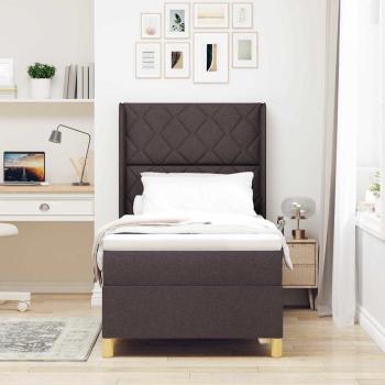 Boxspringbett mit LED-Lichtleisten Braun 90 x 190 cm Stoff