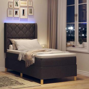 Boxspringbett mit LED-Lichtleisten Braun 90 x 190 cm Stoff
