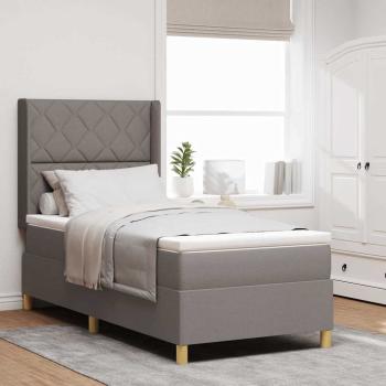 ARDEBO.de - Boxspringbett mit LED-Lichtleisten Taupe 90 x 200 cm Stoff