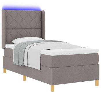 Boxspringbett mit LED-Lichtleisten Taupe 90 x 200 cm Stoff