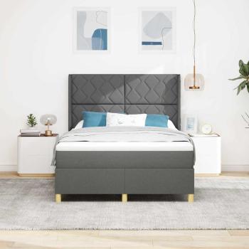 Boxspringbett mit LED-Lichtleisten Grau 140 x 200 cm Stoff