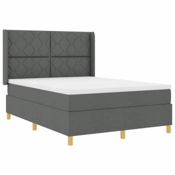 Boxspringbett mit LED-Lichtleisten Grau 160 x 200 cm Stoff