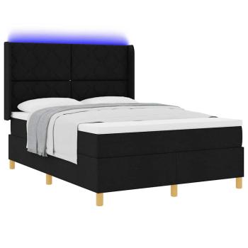 Boxspringbett mit LED-Lichtleisten Schwarz 160 x 200 cm Stoff