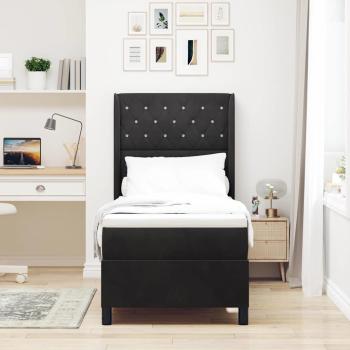 Boxspringbett mit Matratze mit LED Schwarz 80 x 200 cm Samt