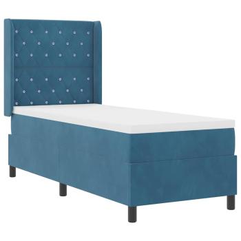 Boxspringbett mit Matratze mit LED Blau 80 x 200 cm Samt