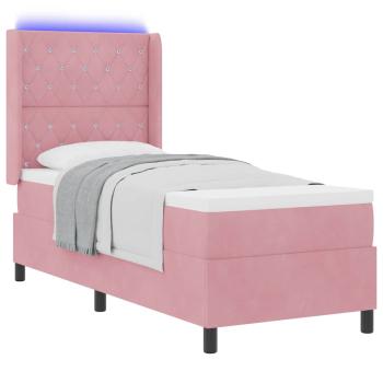 Boxspringbett mit Matratze mit LED Rosa 80 x 200 cm Samt