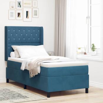 ARDEBO.de - Boxspringbett mit Matratze mit LED Blau 90 x 190 cm Samt